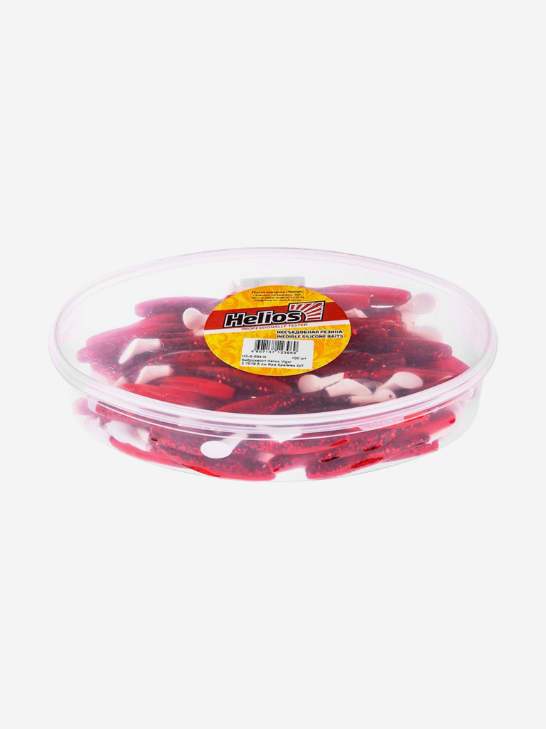 Мягкая приманка Helios Vigor, 3,75'' / 9,5 см, Red Sparkles WT, 100 шт (HS-6-034-N)