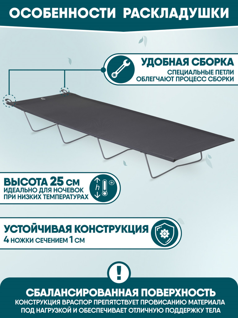 Раскладушка кемпинговая Trek Planet Bivouac XL Grey