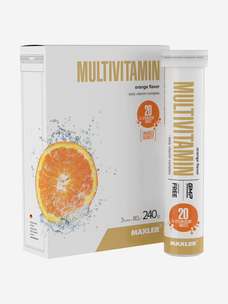 Мультивитамины Maxler Multivitamin комплекс витаминов, 3 тубы по 20 шипучих таблеток - Апельсин