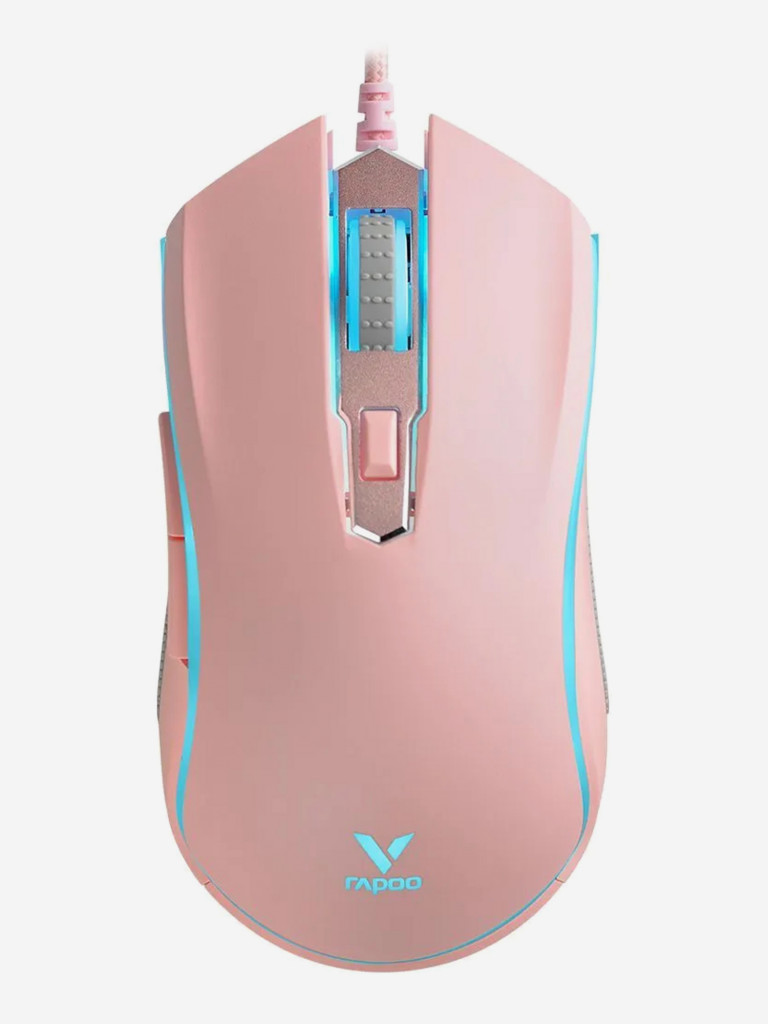RAPOO Игровая мышь проводная V25S, цвет - розовый (12278)