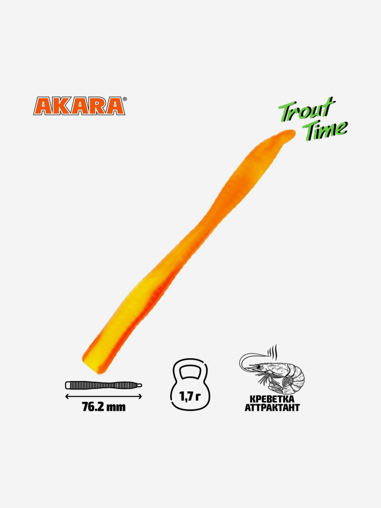 Силиконовая приманка Akara Trout Time WORM 3 Shrimp 461 (20 шт.)