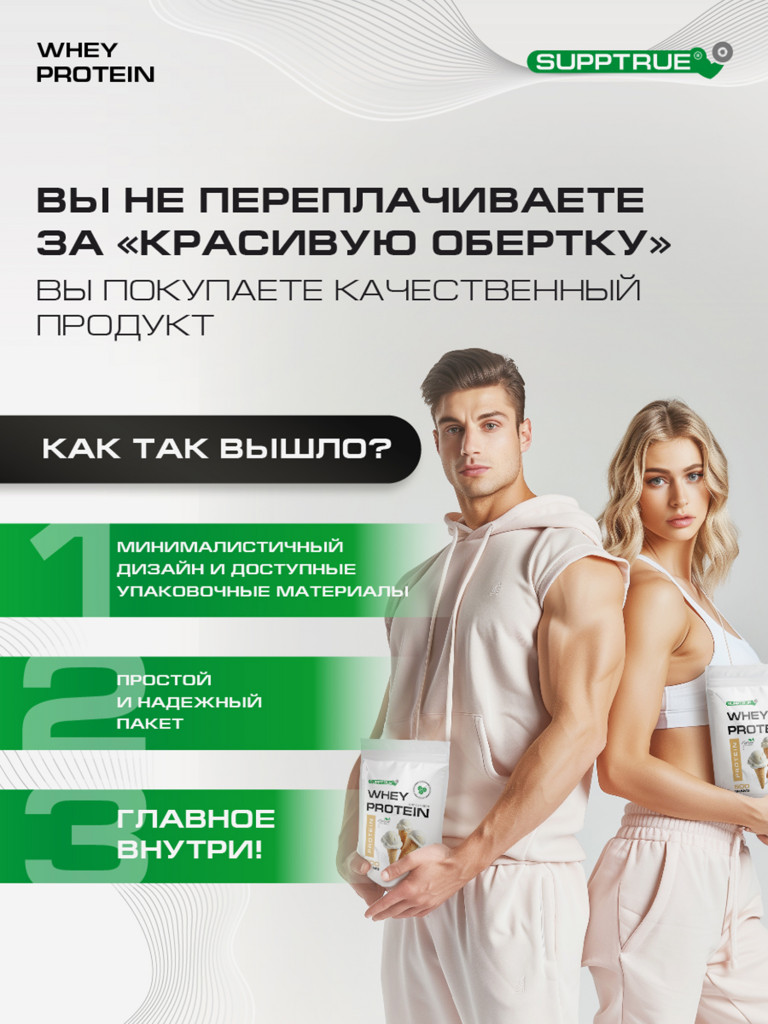 Протеин сывороточный Supptrue / Protein isolate / со вкусом Пломбир/ 500г