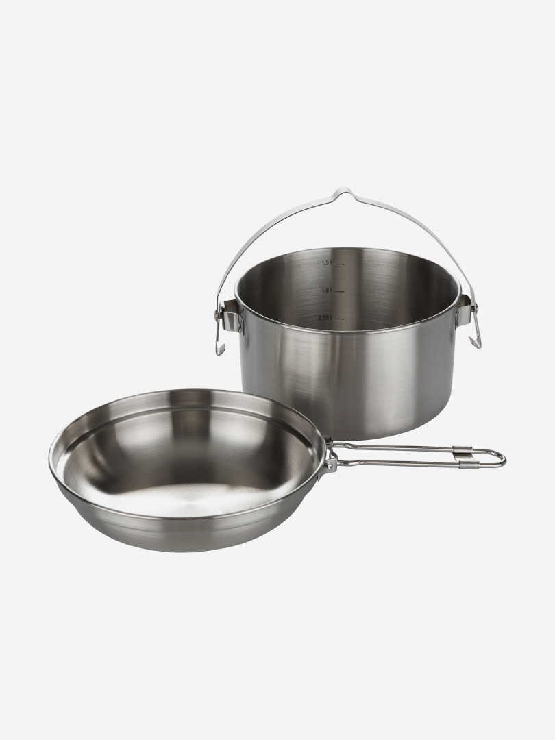 фото Набор посуды: котелок, сковорода-миска tatonka kettle 1.6 l, серебряный