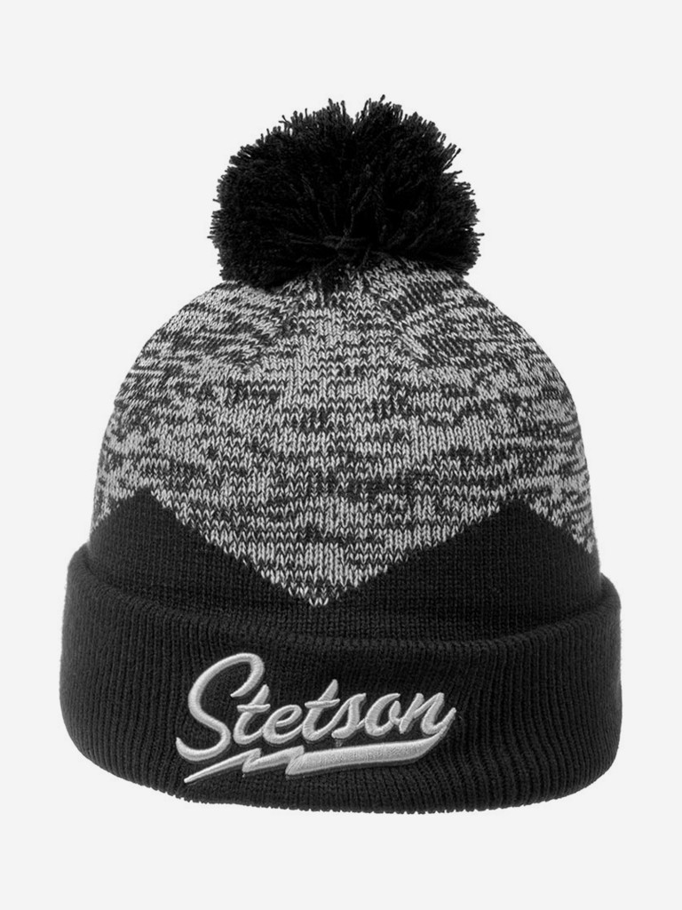 Шапка с помпоном STETSON 8599125 BEANIE POMPOM (черный)