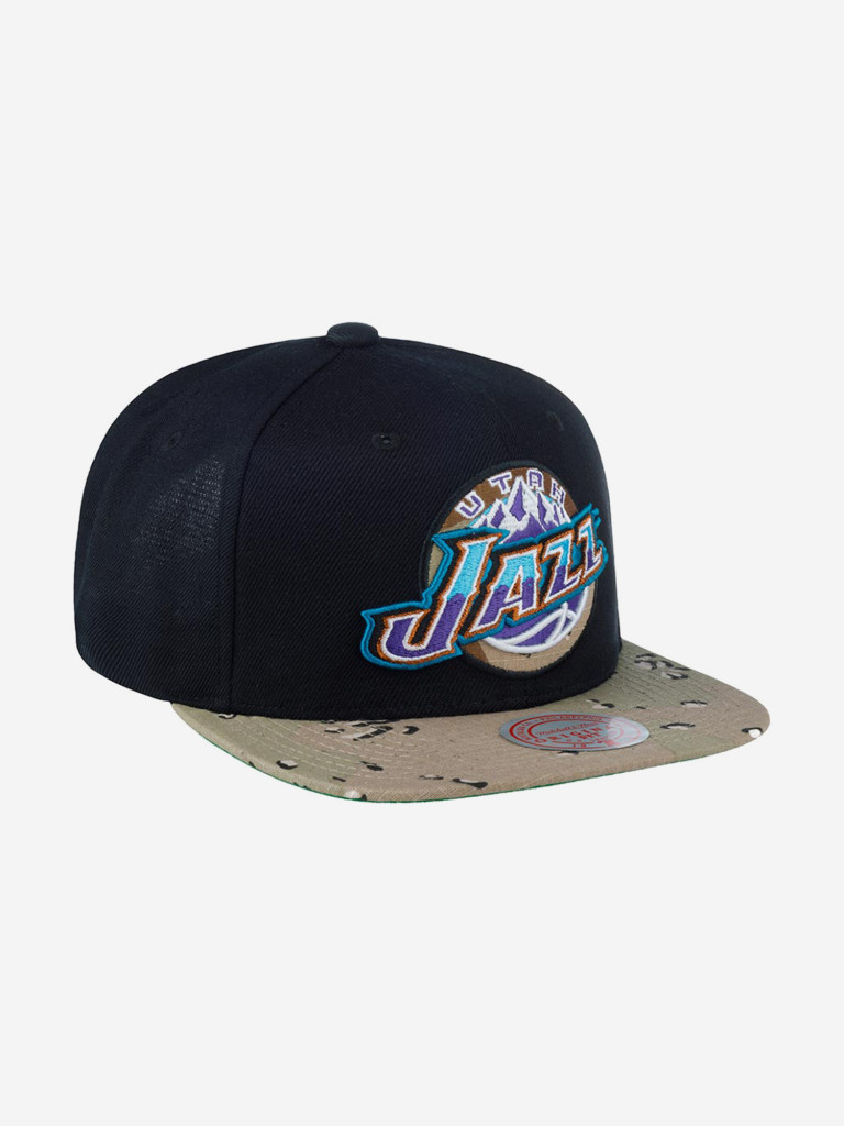 Бейсболка с прямым козырьком MITCHELL NESS HHSS1101-UJAYYPPPBLCK Utah Jazz NBA