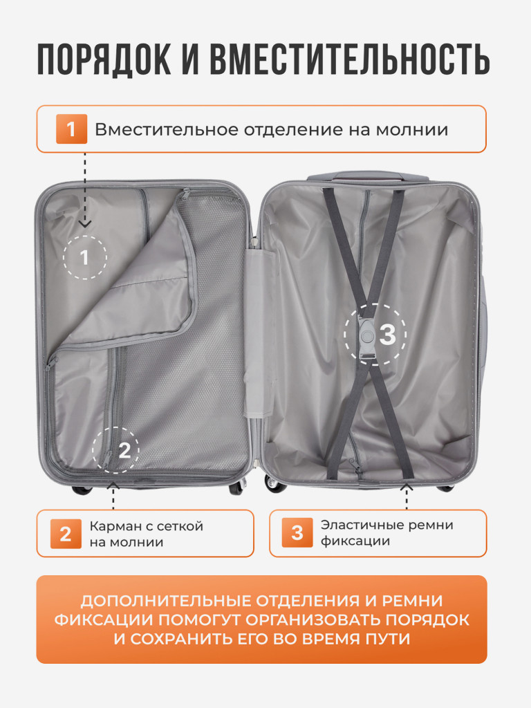 Чемодан Tevin s ручная кладь пластиковый неубиваемый