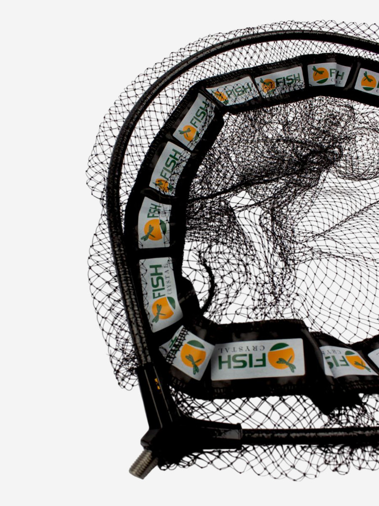 Голова для подсачека сетка чёрная леска, ячейка 7 мм, рамка карбон