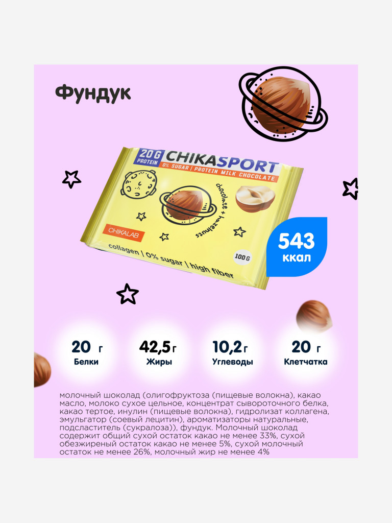 Протеиновый шоколад 4 шт. Chikalab "Молочный Микс" 100г. х 4шт.