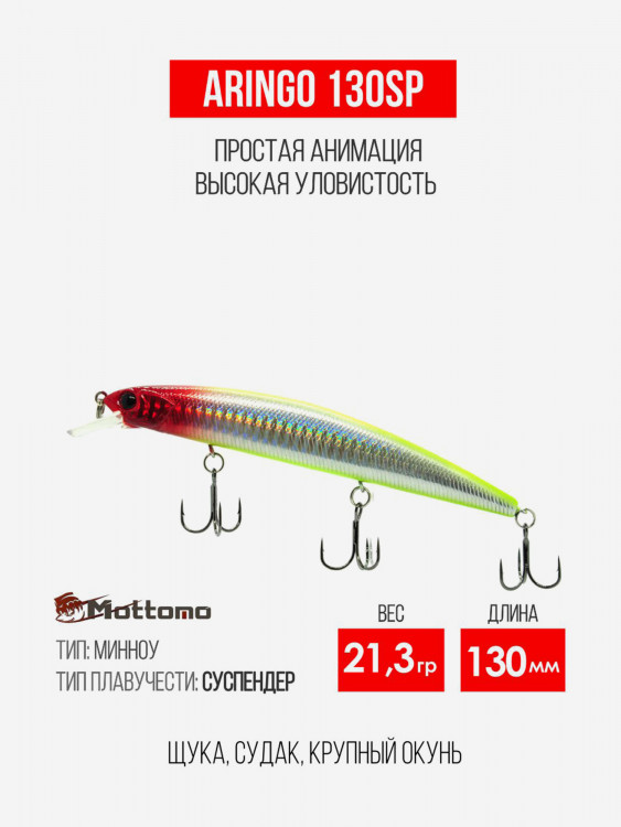 Воблер Mottomo Aringo 130SP 21,3g приманка минноу на щуку