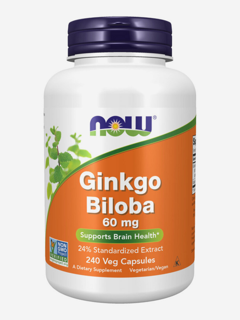 Экстракт гинкго билоба NOW FOODS Ginkgo biloba 60 мг, 240 капсул