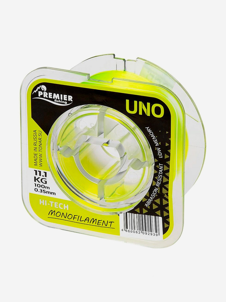 Леска для рыбалки Premier Fishing UNO Nylon 0,35мм, 100м, 11,1кг, флюоресцентно-желтый