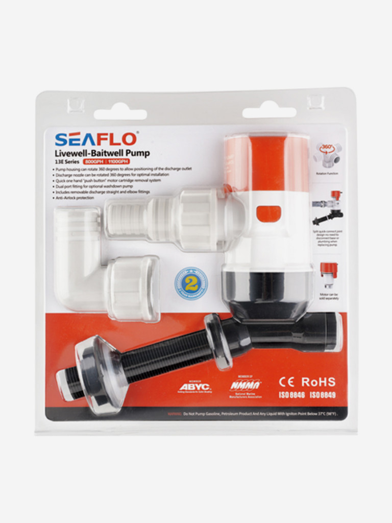 Помпа циркуляционная SeaFlo, 12V, 1100 GPH, 69 л/мин, диаметр патрубок 25/29 мм