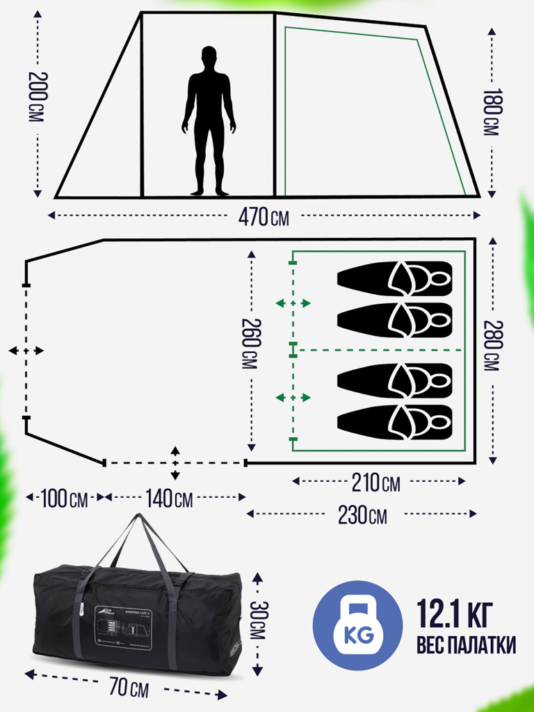 Четырехместная кемпинговая палатка Trek Planet Ankona Lux 4