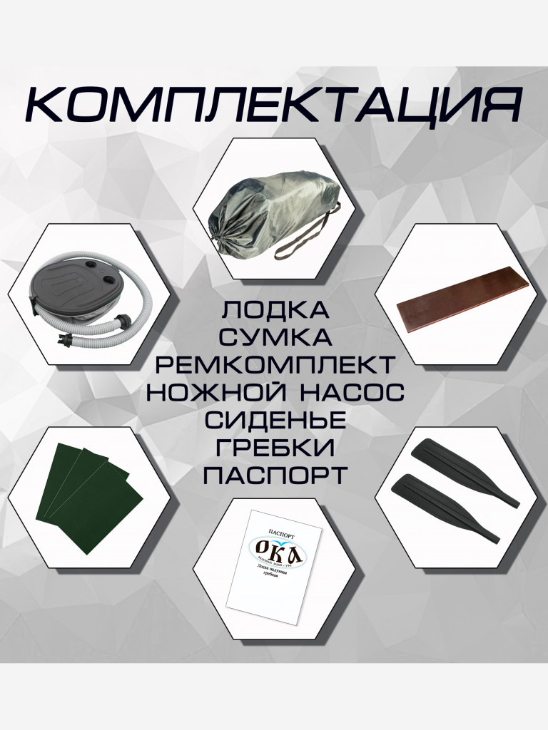 Надувная лодка Ока 10а (175 см) с гребками, цвет зеленый, одноместная