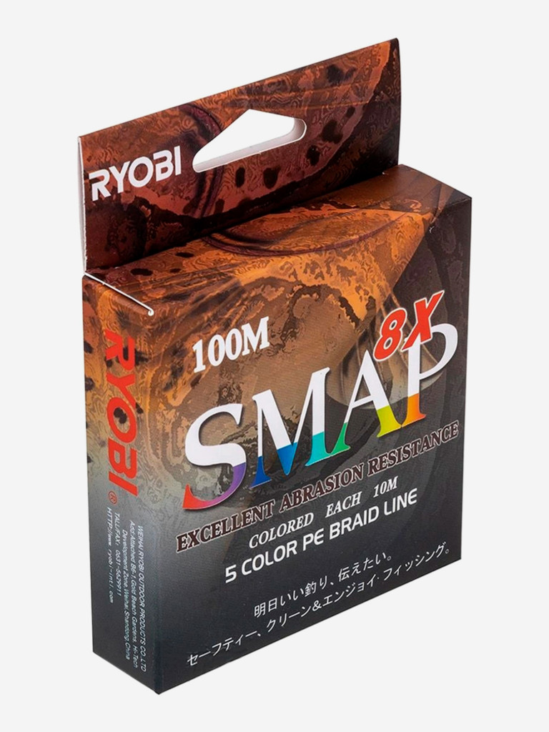 Шнур плетеный для рыбалки Ryobi SMAP PE8X, 100м, 0,405мм, 32кг, мультиколор