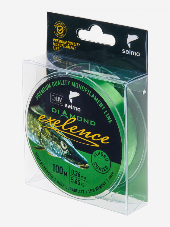 Леска флюорокарбон для летней рыбалки Salmo Diamond EXELENCE FLUORO COATED Green длина 100 м, диаметр 0,26 мм