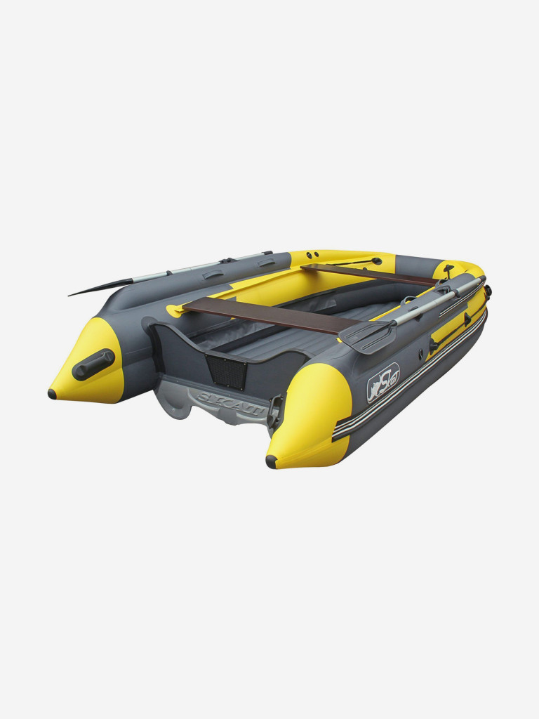 Лодка Reef Skat Triton (Риф Скат Тритон) 390 NDFi с интегрированным фальшбортом, серо-желтая