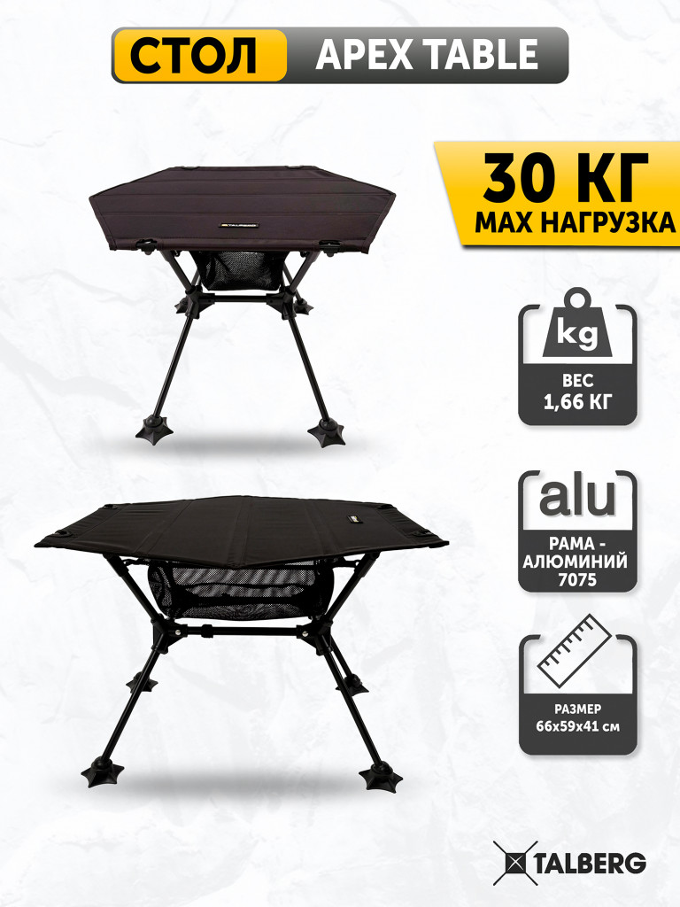 Стол складной ультралегкий туристический Talberg Apex Table, черный