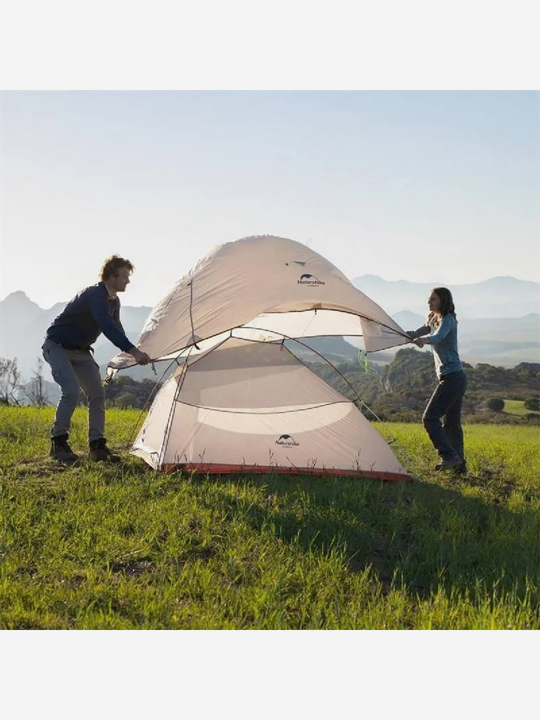 Палатка Naturehike Сloud up 2 NH17T001-T 20D двухместная с ковриком, серая, 6927595724668
