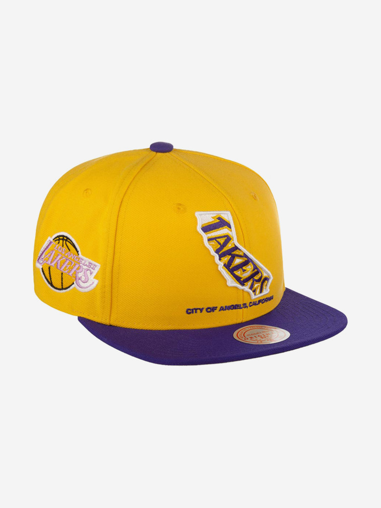 Бейсболка с прямым козырьком MITCHELL NESS HHSS3459-LALYYPPPYWPR Los Angeles Lakers NBA