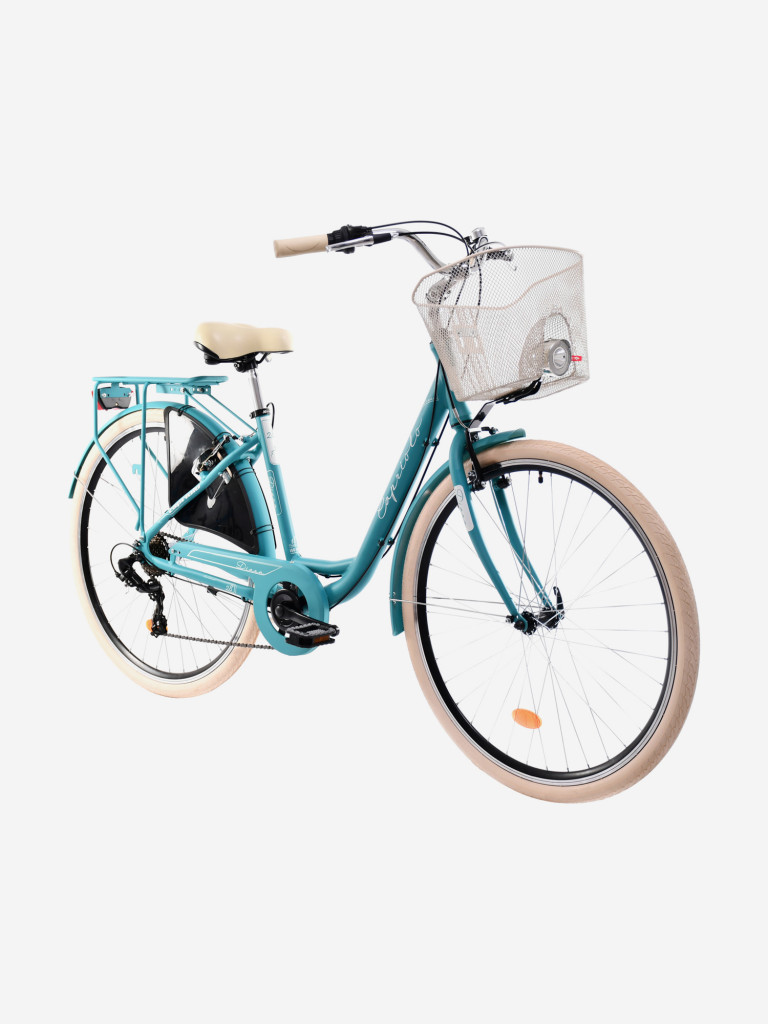 Велосипед CAPRIOLO CITY DIANA ALU (1 X 7), рама алюминий 18'', колёса 28'' (изумрудно-бирюзовый (матовый) - белый)