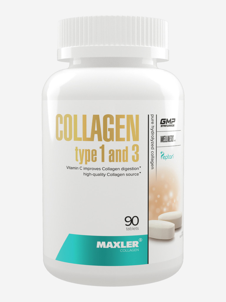 Гидролизованный коллаген 1 и 3 типа + Витамин С Maxler Collagen type 1 and 3. 90 таблеток