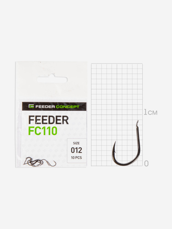 Крючки рыболовные Feeder Concept FC110 рыболовные №12 для фидера и поплавочной ловли, набор 50 штук