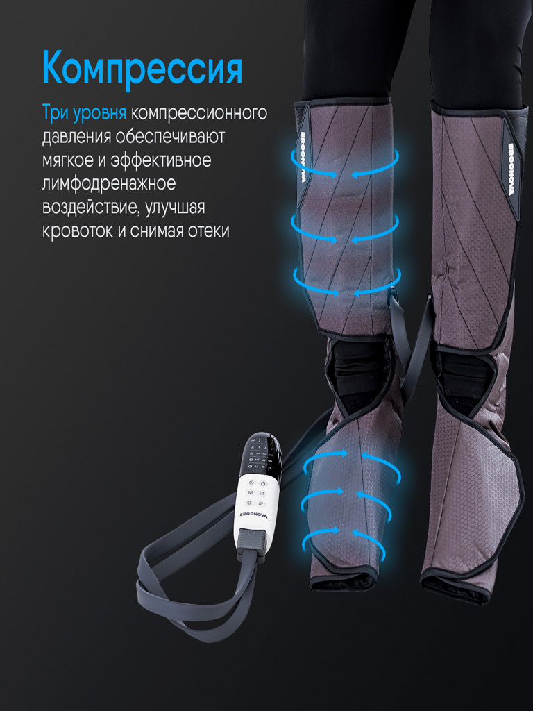 Массажер лимфодренажный для ног электрический FootBase 2.0 прессотерапия с подогревом