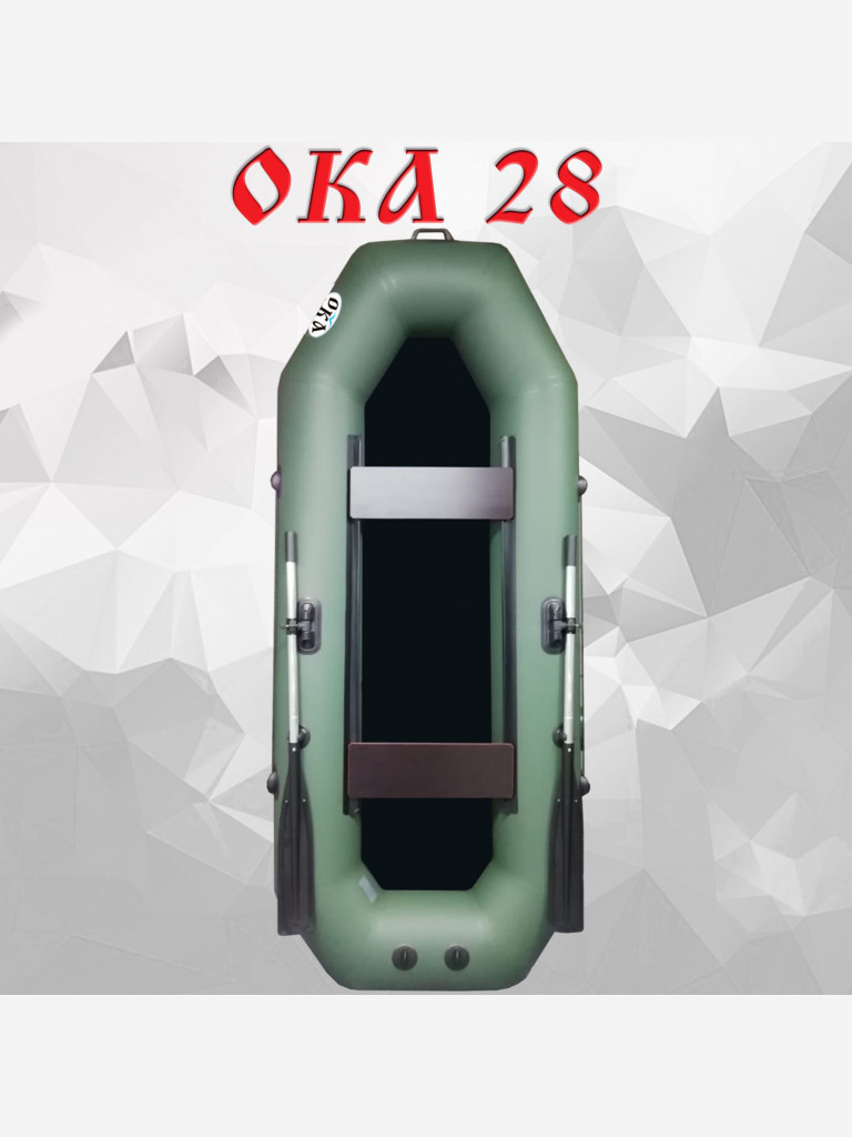 Надувная лодка пвх Ока 28 (280 см) гребная под мотор, цвет зеленый, двухместная