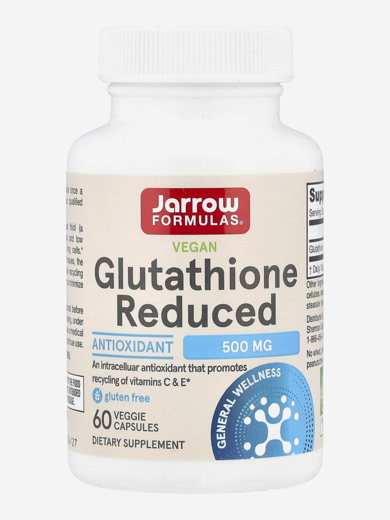 Бад, витамины, антиоксидант, глютатион, Jarrow Formulas Glutathione Reduced 500 mg 60 vcaps