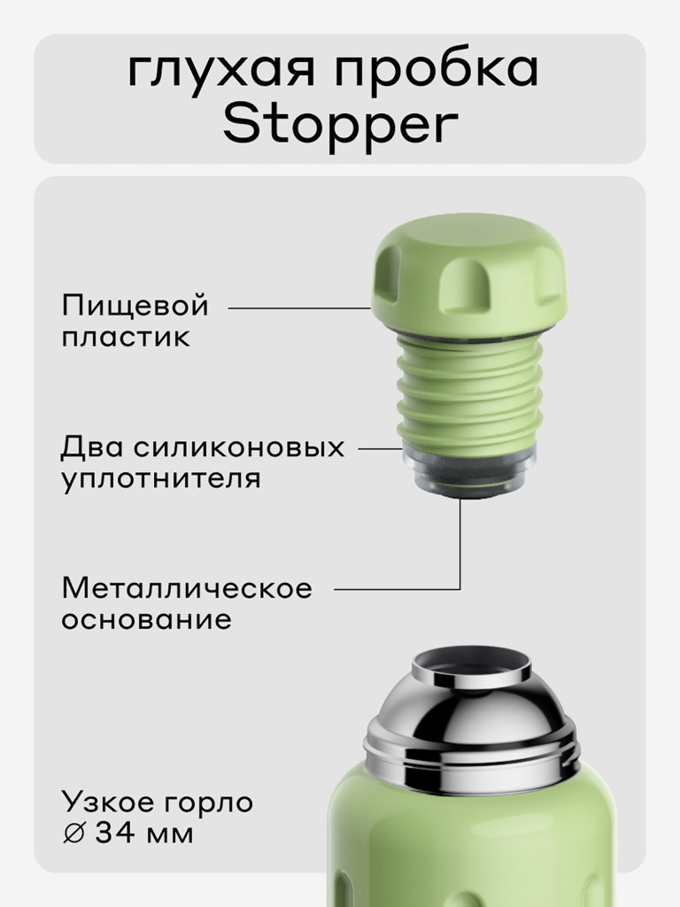 Термос вакуумный для напитков BOBBER Flask 770 мл, тепло до 36 часов, мятный