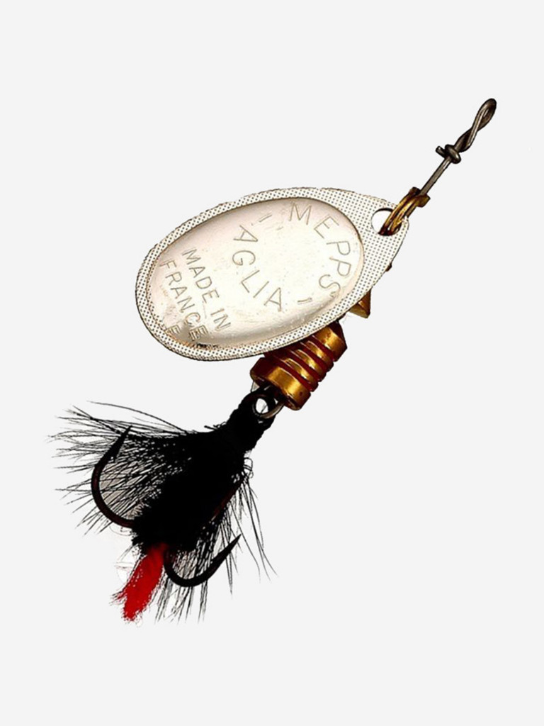 Блесна для рыбалки вертушка Mepps AGLIA MOUCHE, 1, SILVER/Black fly, 1 штука