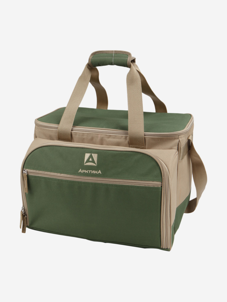 Зеленая сумка-холодильник 4100 с набором посуды на 6 чел