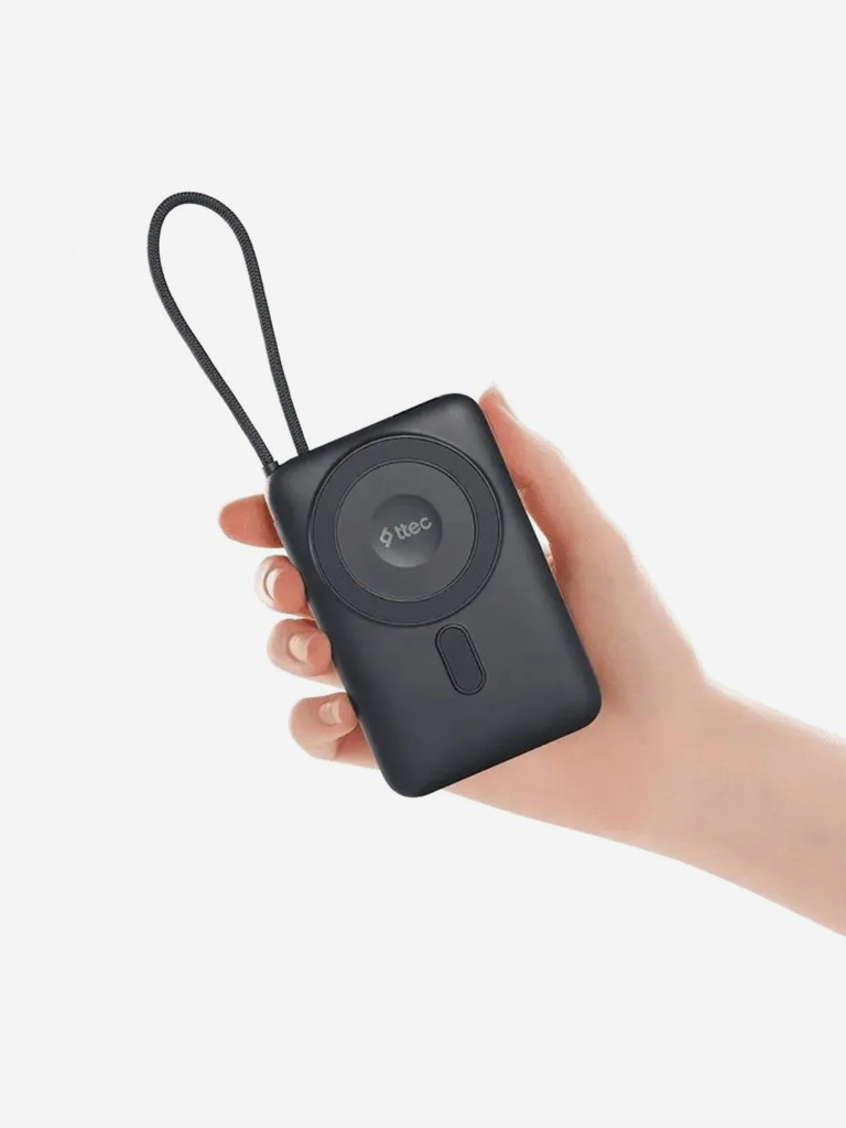 Внешний аккумулятор беспроводной TTEC Recharger M LCD 10000 mAh. MagSafe PD 20W Powerbank с кабелем USB-C и подставкой. Цвет: серый