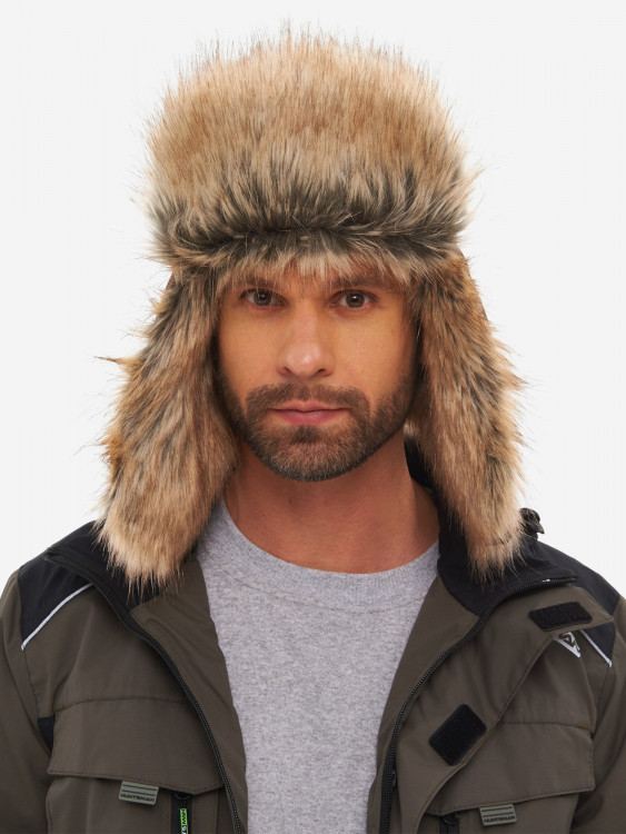Шапка-ушанка мужская зимняя меховая с маской Huntsman Евро Енот