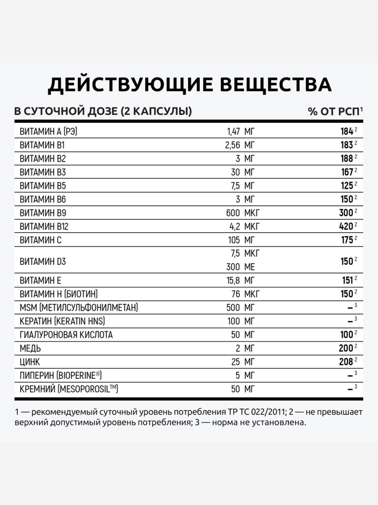 Витамины для красоты UltraBalance комплекс для волос, кожи и ногтей, 60 капсул