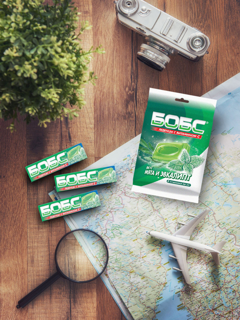 Леденцы БОБС с витамином С, мята с эвкалиптом, мультипак 3 шт *35 гр