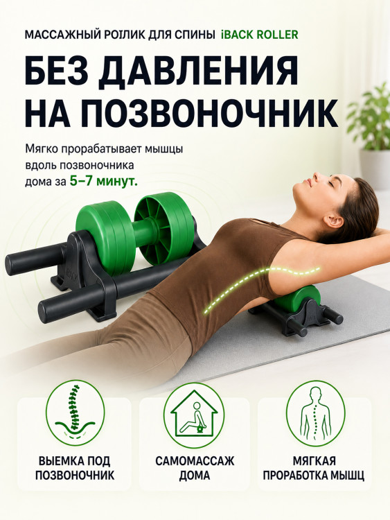 Массажный ролик для спины iBACK ROLLER МФР ролл с выемкой под позвоночник