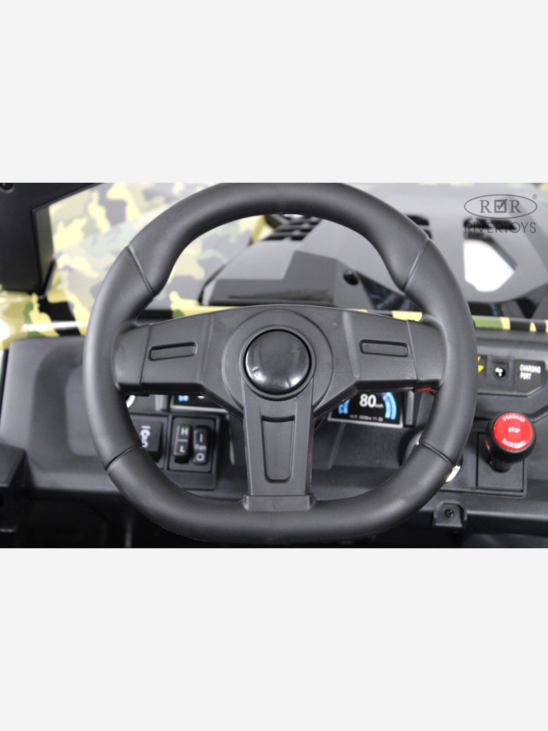 Детский электромобиль RIVERTOYS A707AA LUX NEW 4WD зеленый камуфляж