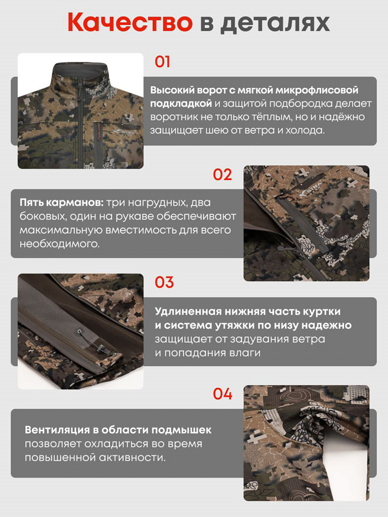 Куртка мужская cофтшелл SINA GEAR AeroShield Heatflow