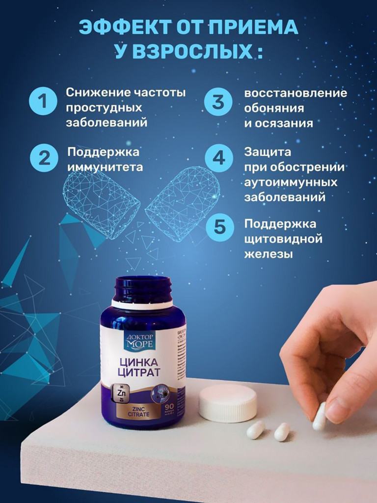 Цинк Цитрат 25 мг, 90 капсул