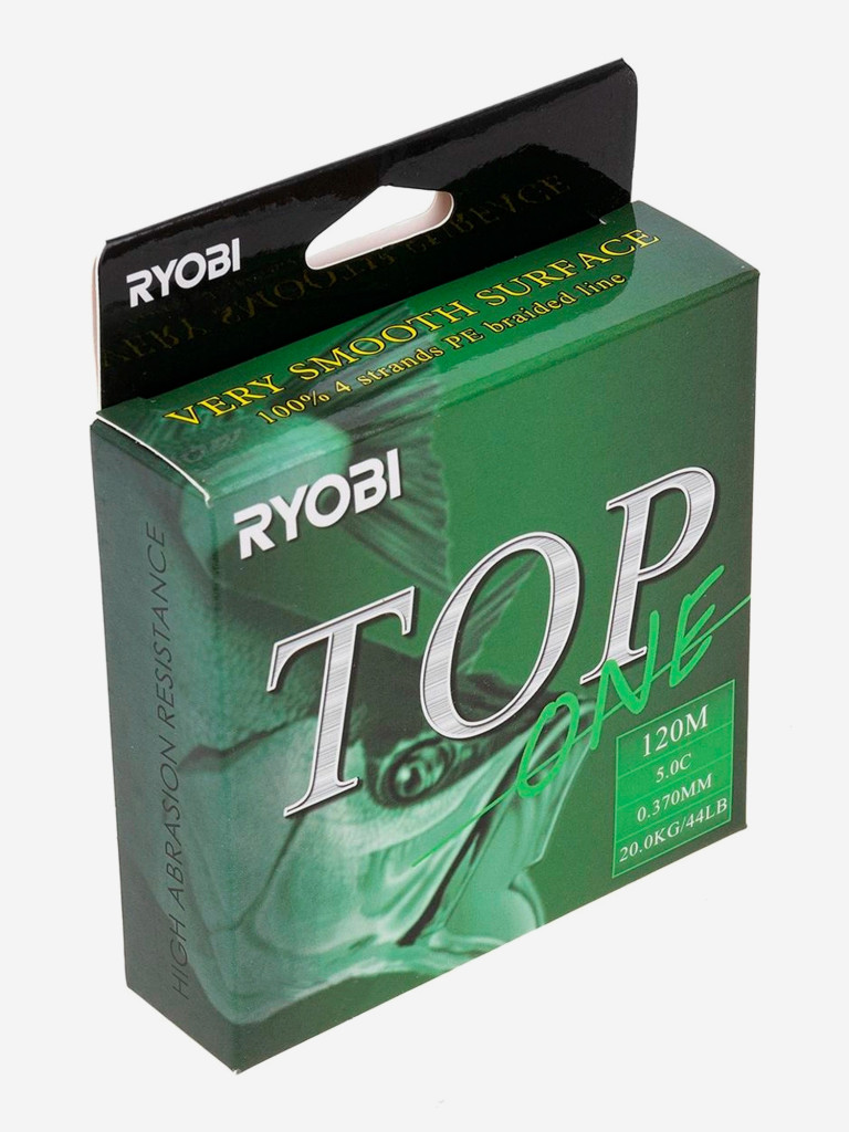 Шнур плетеный для рыбалки Ryobi TOP PE4X, 120м, 0,370мм, 20кг, темно-зеленый