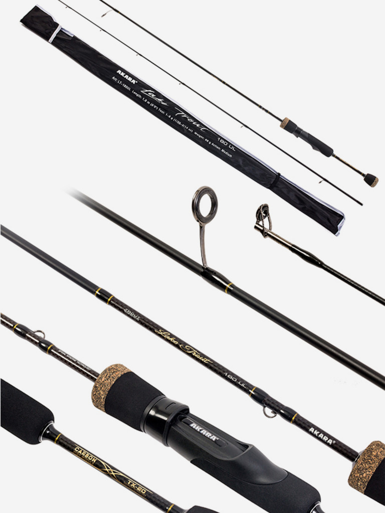 Спиннинг штекерный углеволоконный 2 колена Akara Lake Trout UL (1-8) 1,98 м