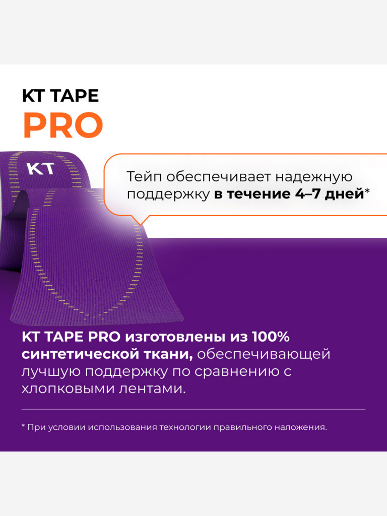 KT Tape Кинезио тейп для тела, 20 полосок в рулоне, 25 х 5 см, фиолетовый