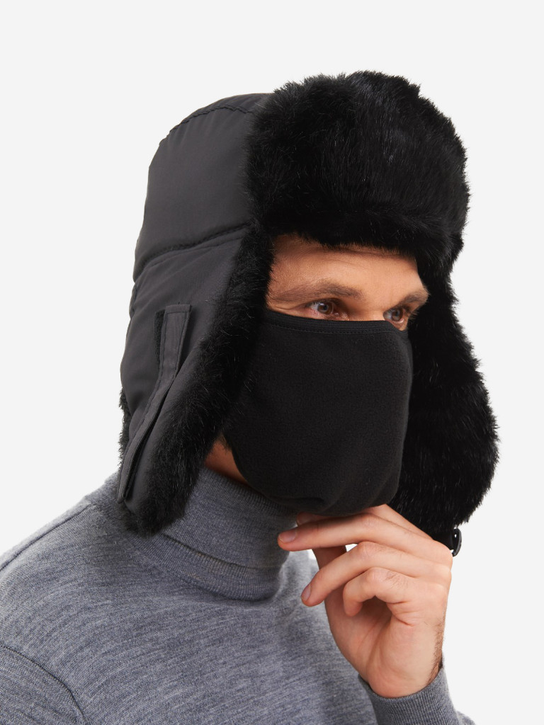 Шапка-ушанка мужская зимняя меховая с маской Huntsman Евро Норка
