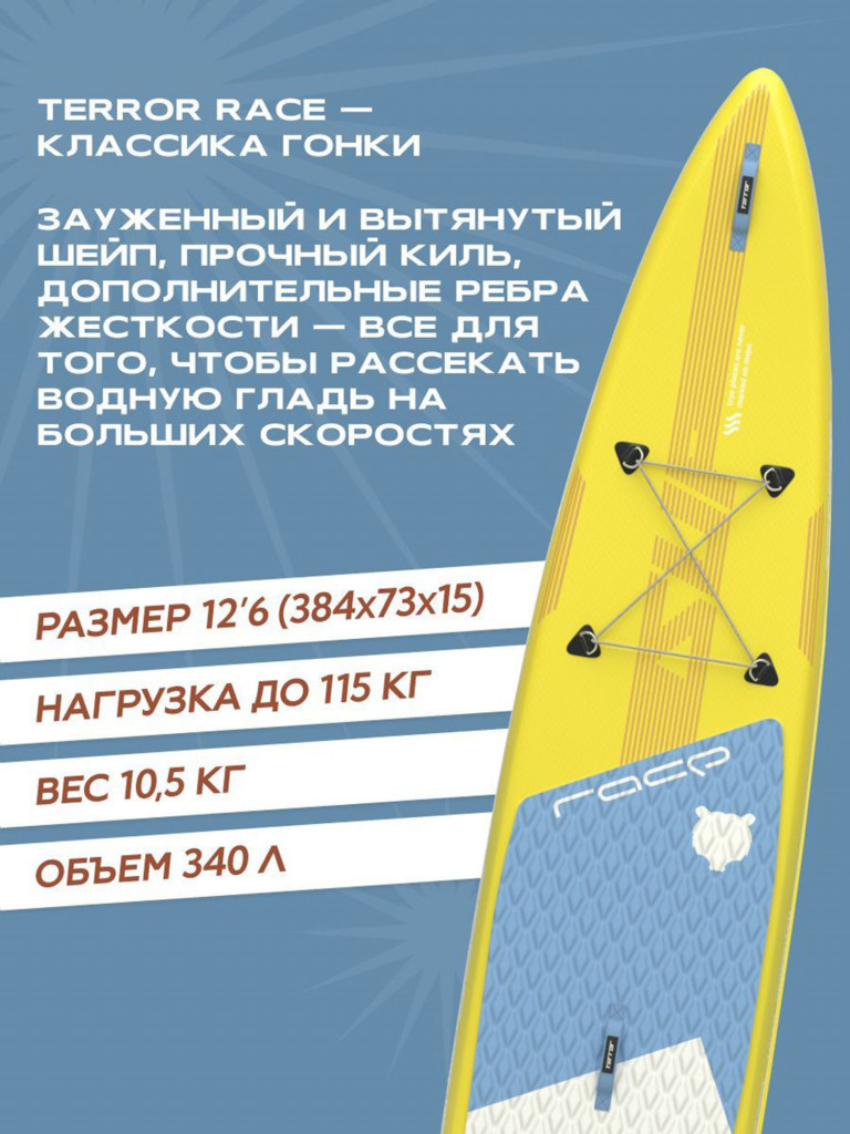 Сапборд TERRO RACE 12'6 Желтый цвет — купить за 44166 руб., отзывы в ...