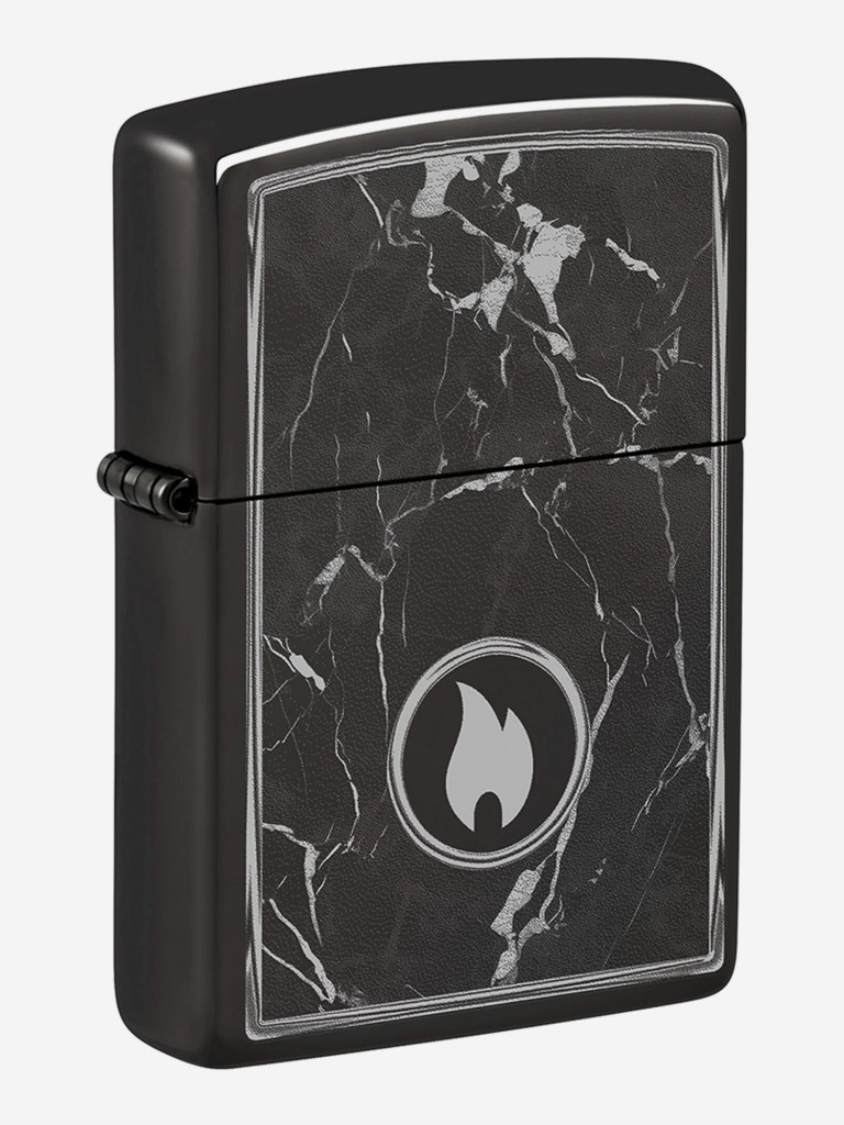 Зажигалка бензиновая ветроустойчивая Zippo Marble Flame High Polish Black