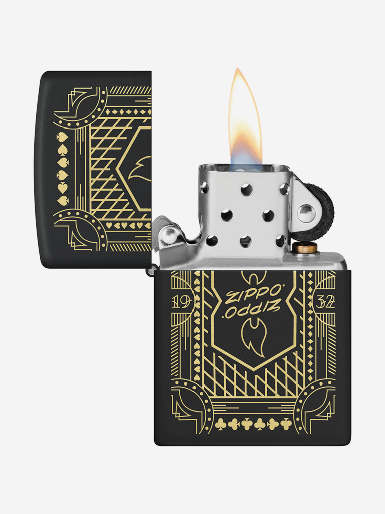 Зажигалка бензиновая ветроустойчивая Zippo Lines Design Black Matte