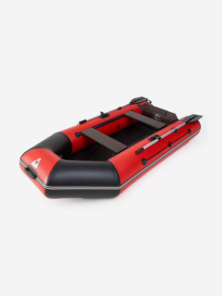 Лодка ПВХ надувная под мотор Yukona 280 TLЛЮКС двухместная для рыбалки с жестким дном. красно-черная