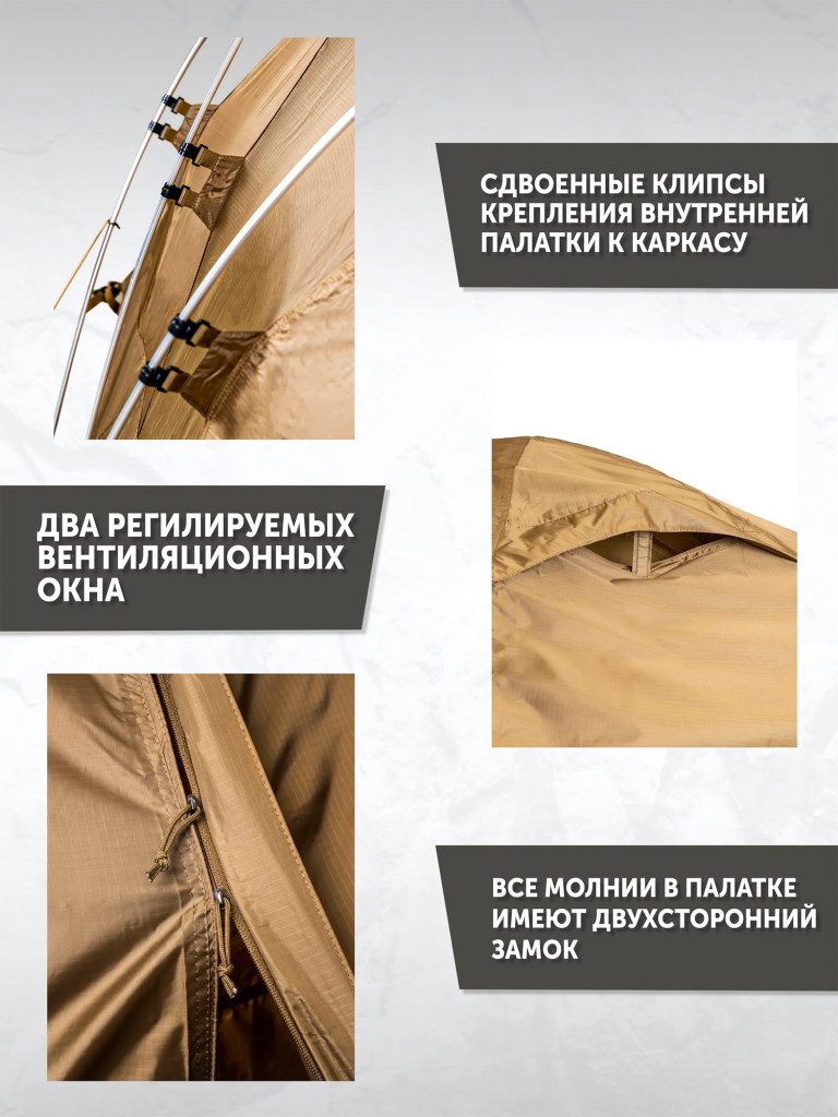 Палатка Talberg FANTOM 2-3 PRO трехместная туристическая экстремальная, алюминиевый каркас, двухслойная